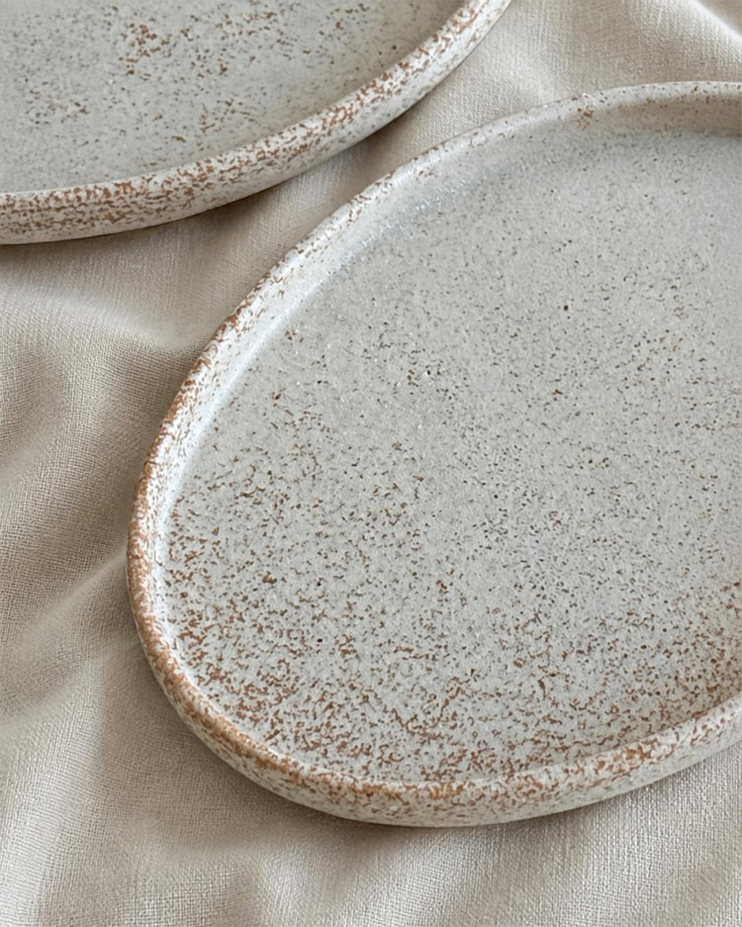 Japanese Stoneware Stackable Oval Dessert Plate, Small