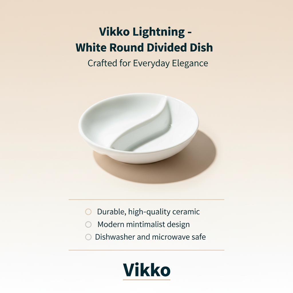 Vikko Lightning White Round Divided Dish – 3"