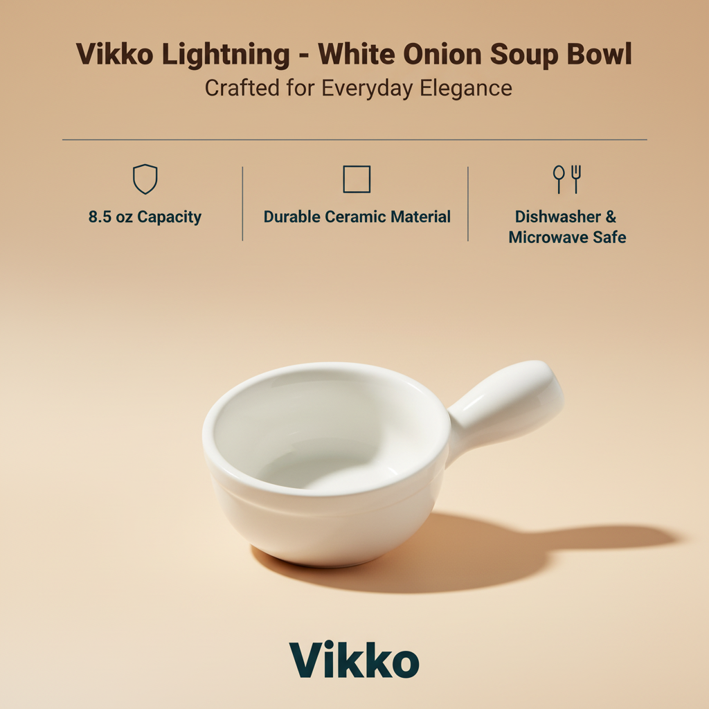 Vikko Lightning - White Onion Soup Bowl with Handle, 8.5 oz