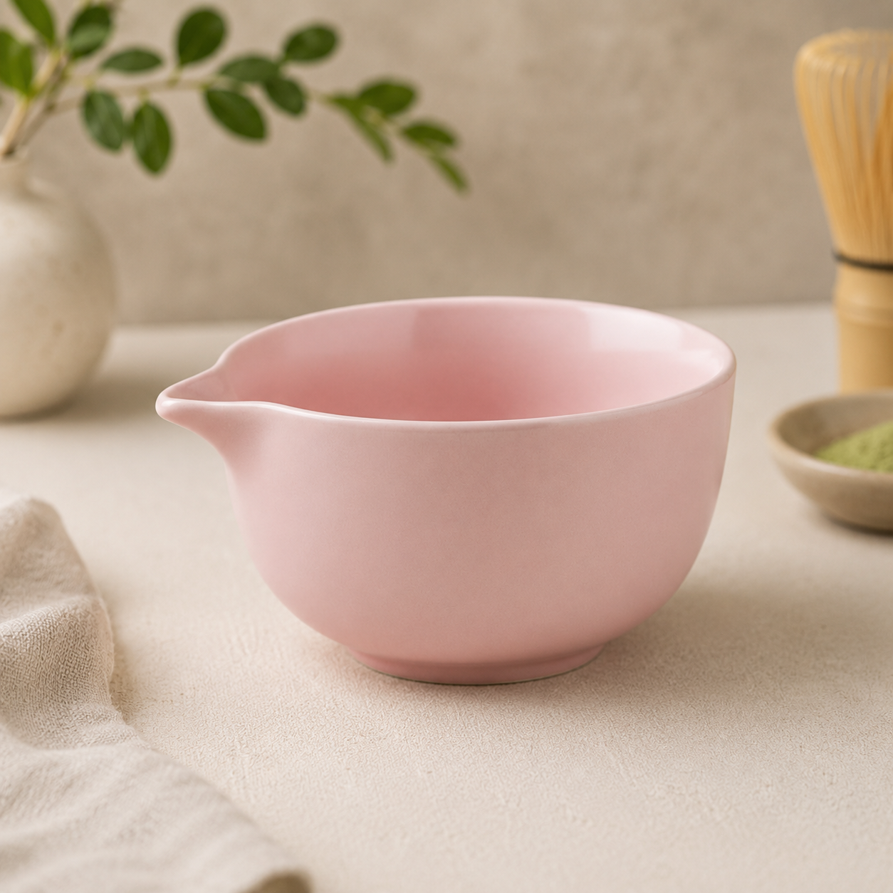Pink Matcha Latte Bowl with Spout - 10oz