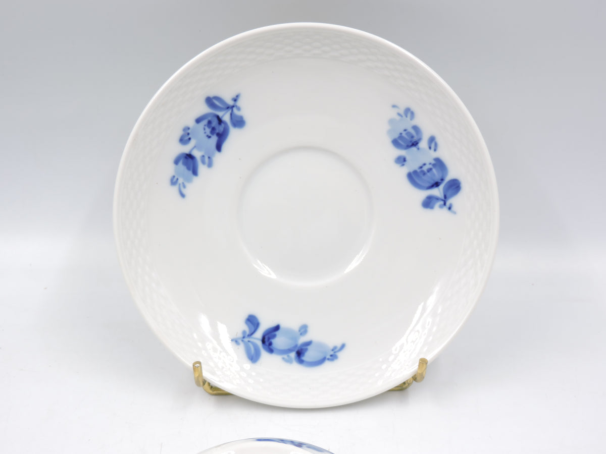 Vintage Blue Flower Braided Cream Soup Bowl & Saucer Set