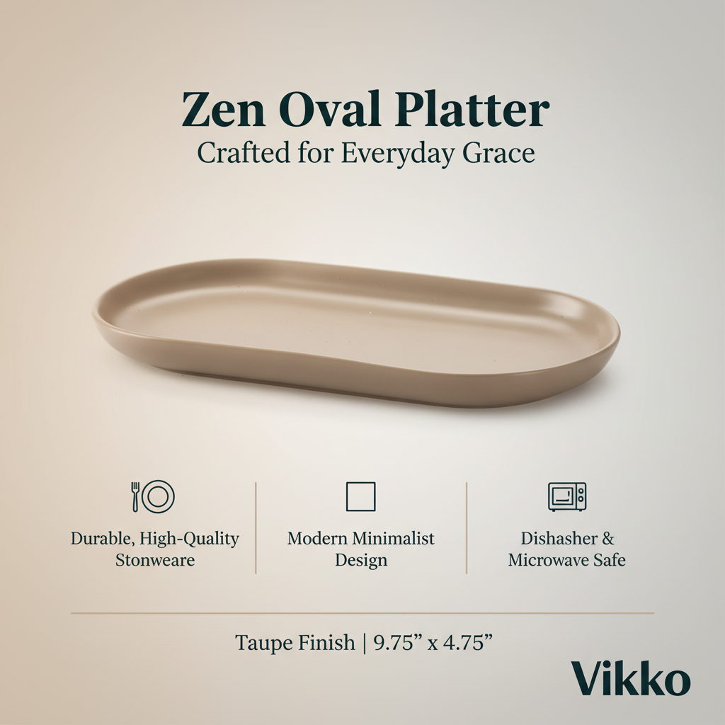 Vikko - Zen, Oval Platter, Taupe, 9.75" x 4.75"