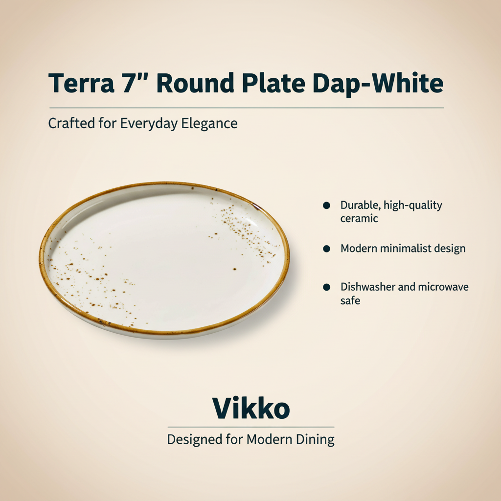 Terra Round Plate – Dap White, 7"