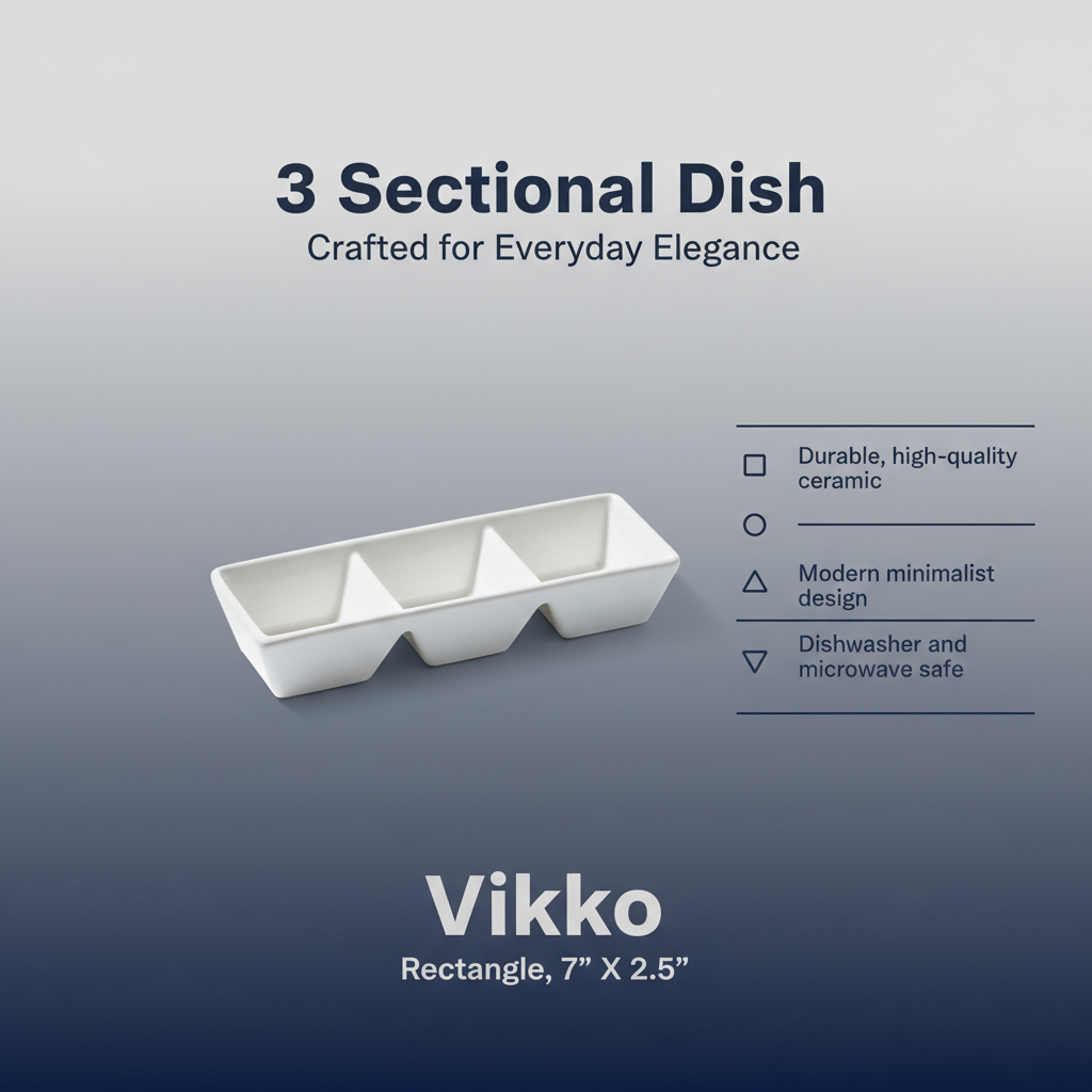 Vikko Lighting 3-Sectional Dish – Rectangle, 7" x 2.5"