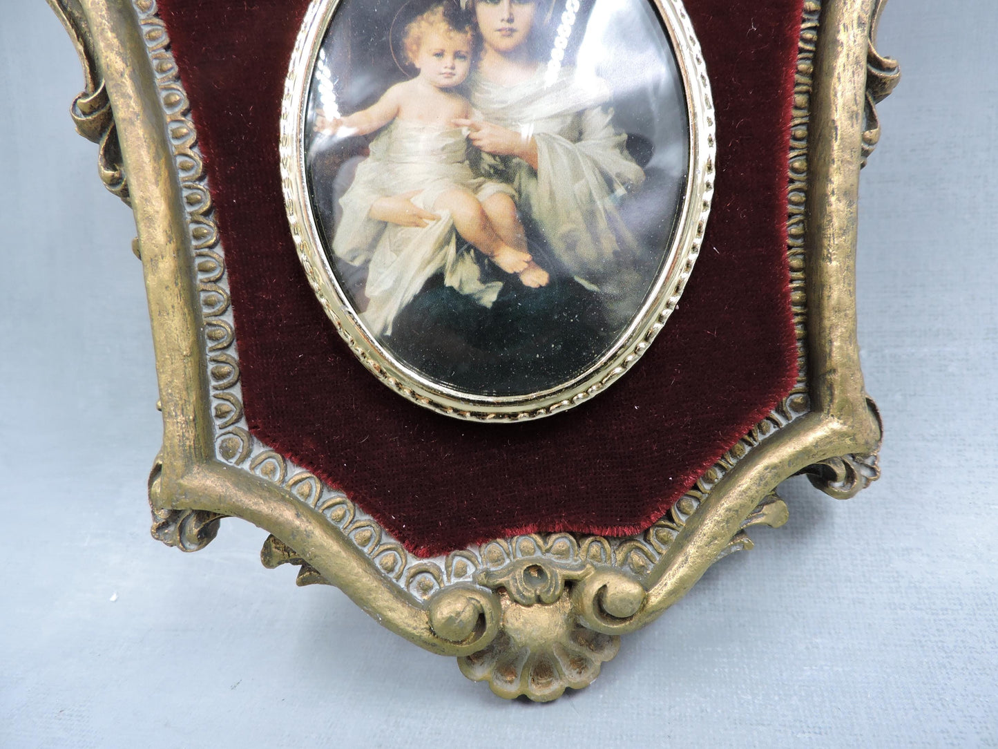 Lady Portrait with Baby Cameo Victorian Oval Dome Glass Frame