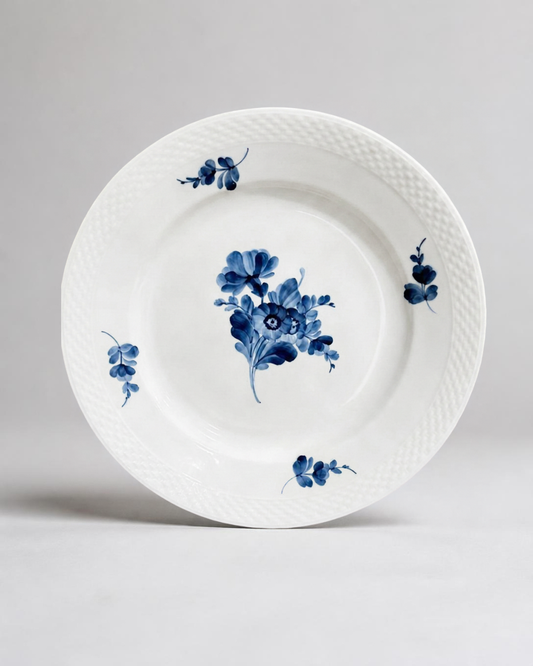 Vintage Blue Flower Braided 10" Dinner Plate