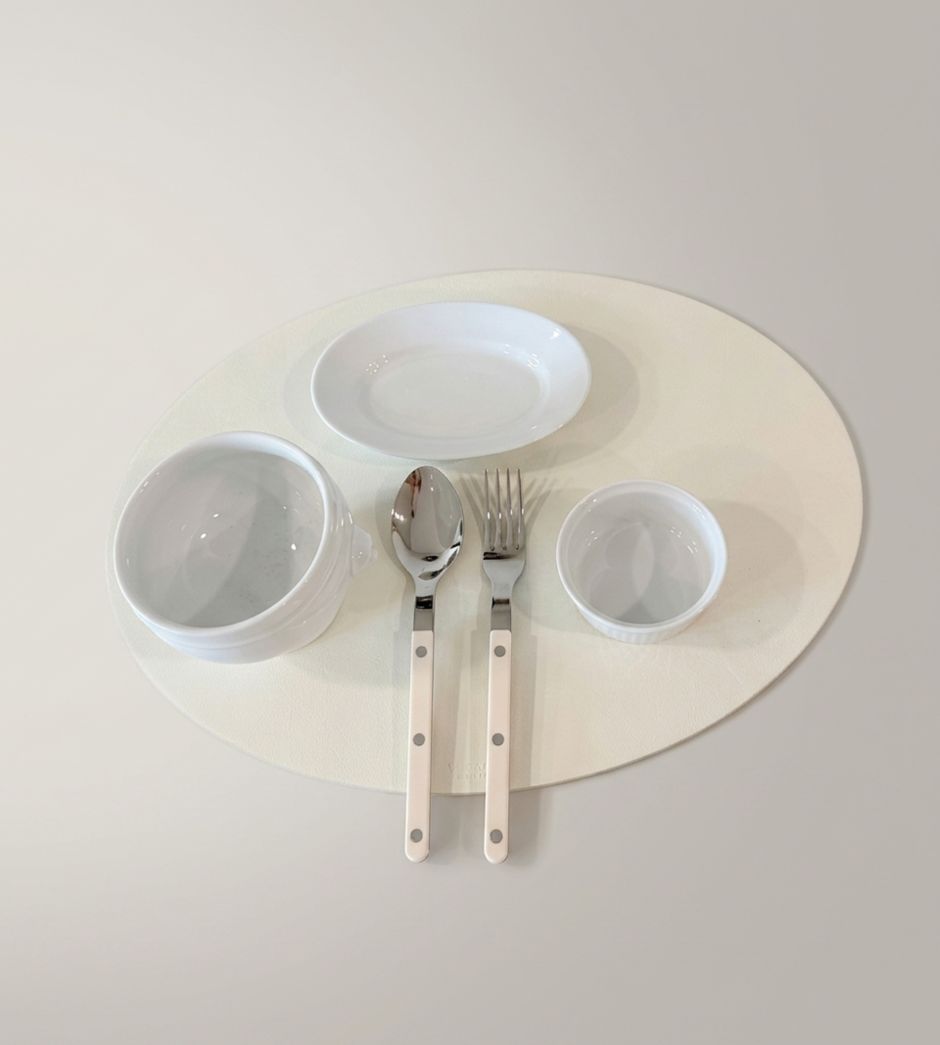Premium Egg-Shaped Leather Placemat (Large)
