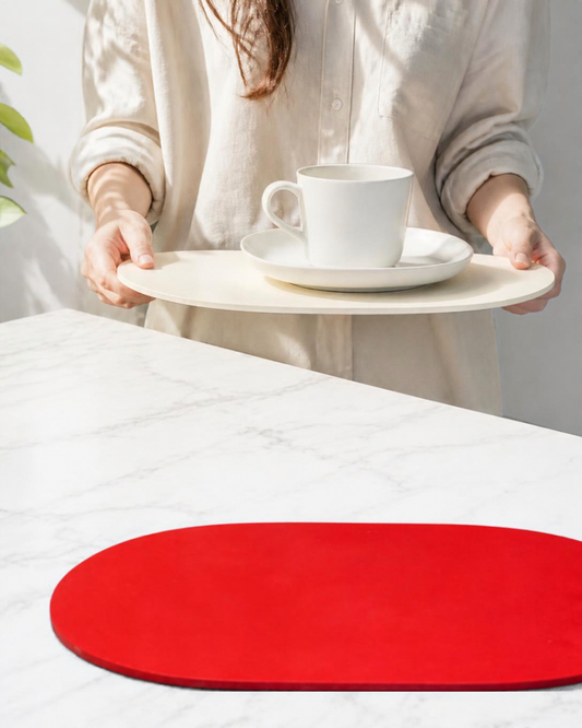 Le’enmi Premium Leather Oval Placemat Tray (Large)
