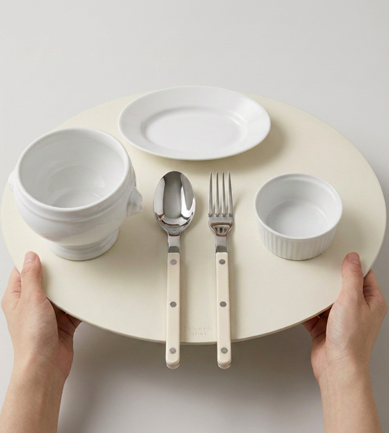 Premium Egg-Shaped Leather Placemat (Large)