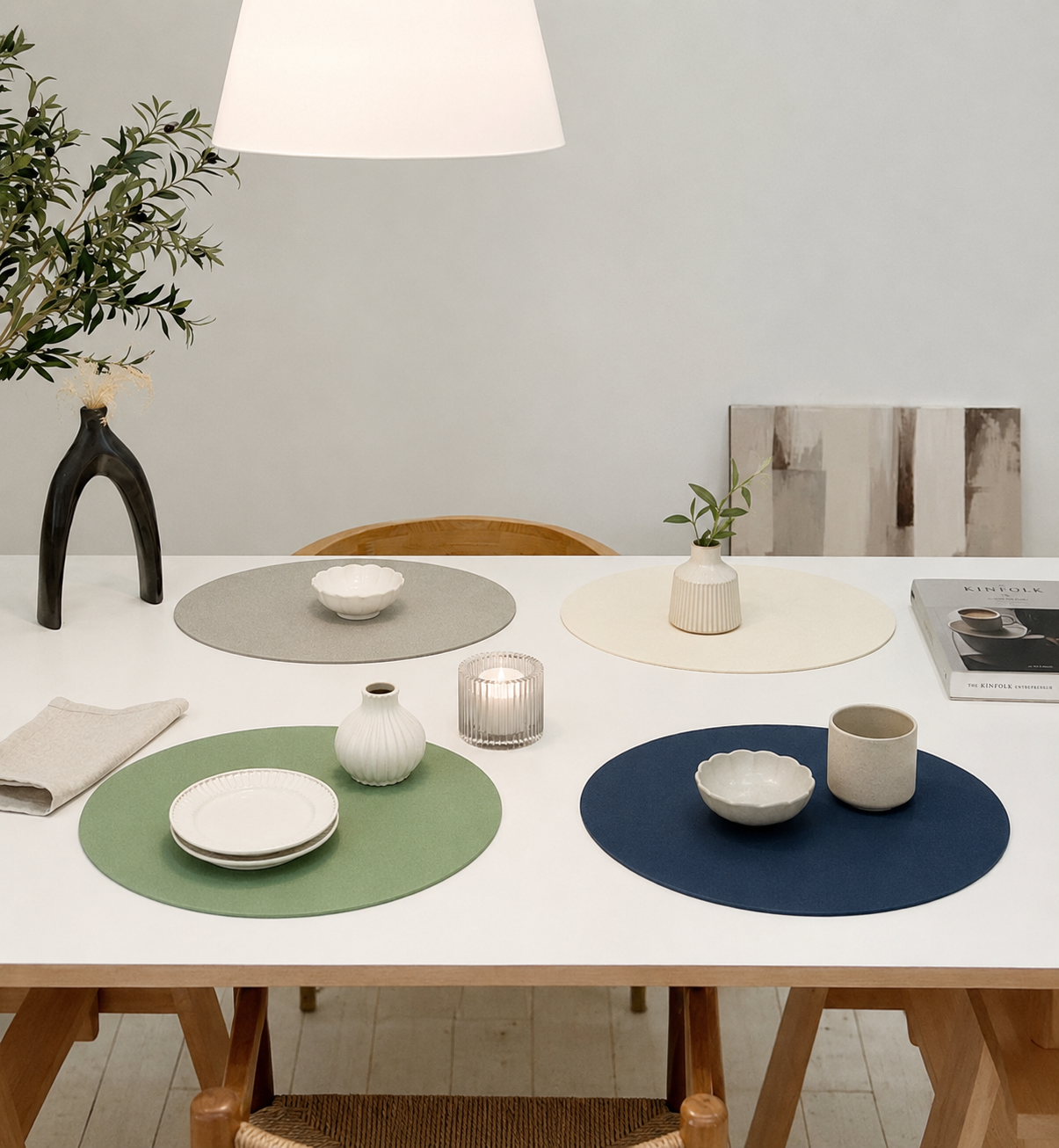 Premium Egg-Shaped Leather Placemat (Large)