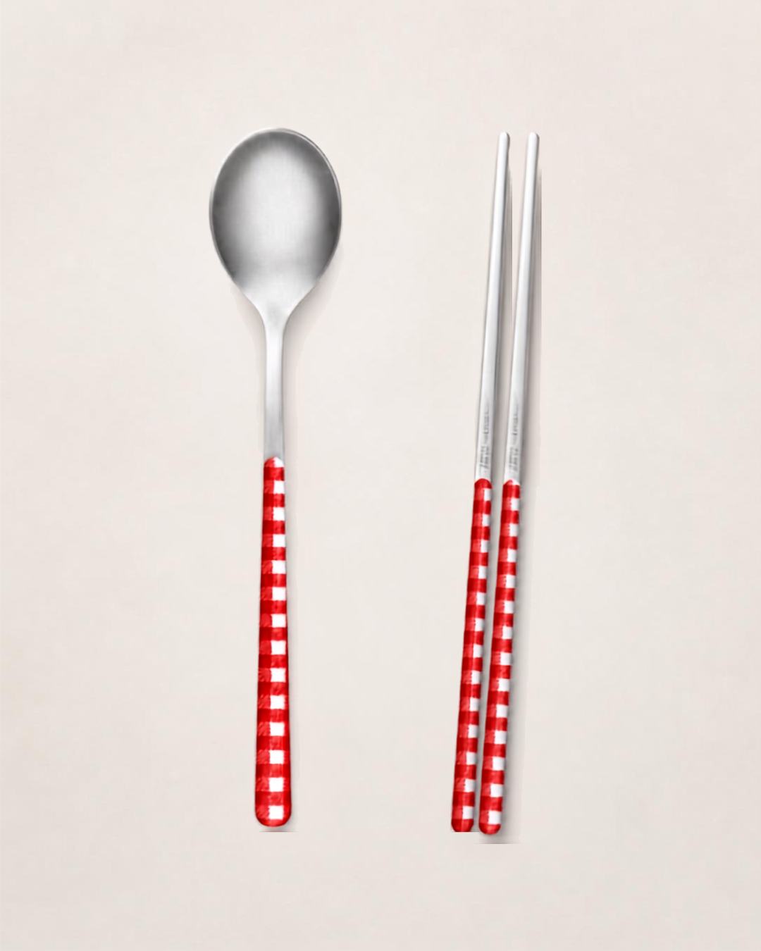 Neva Italian Gingham Spoon & Chopsticks Set for 2Person (4 Pcs)
