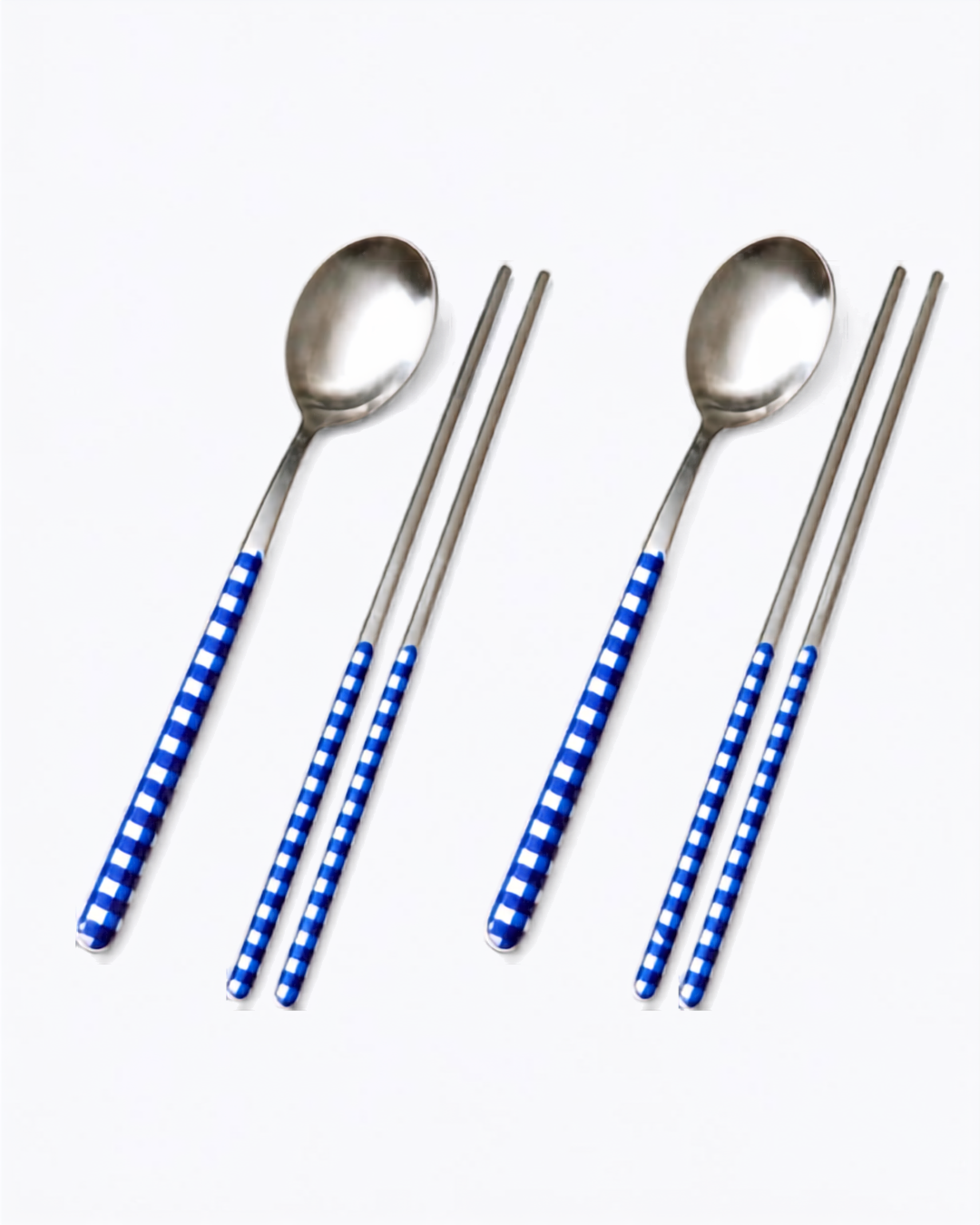 Neva Italian Gingham Spoon & Chopsticks Set for 2Person (4 Pcs)
