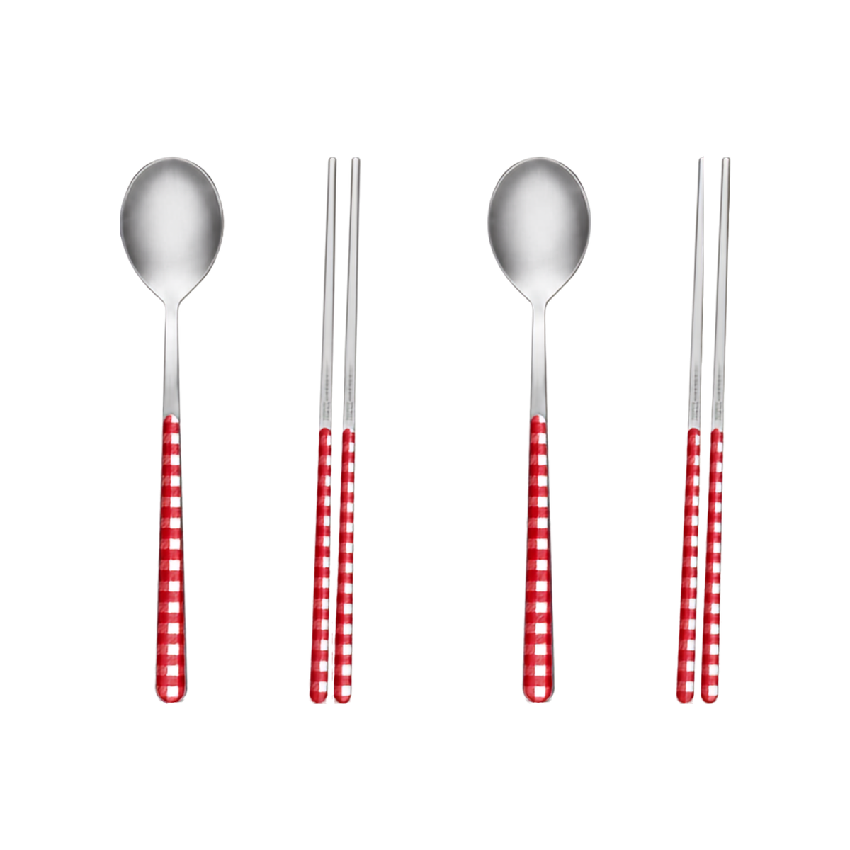 Neva Italian Gingham Spoon & Chopsticks Set for 2Person (4 Pcs)