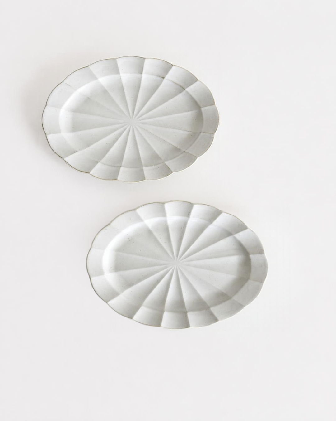 Japanese Ivory Fluted Oval Plates 9.8" (25 cm)