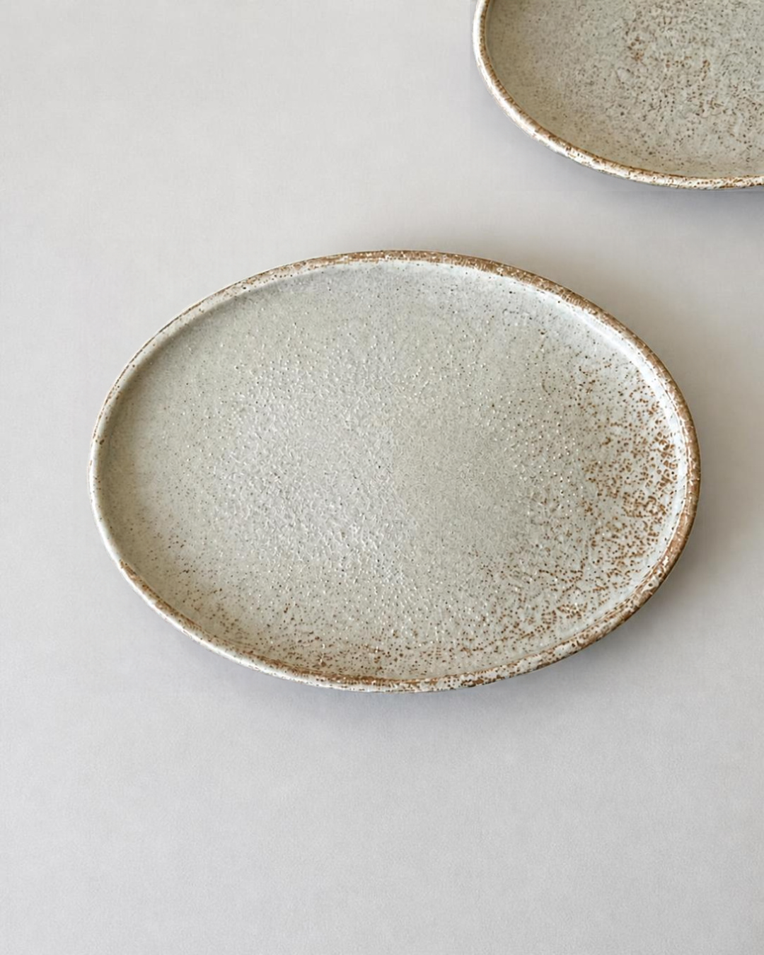 Japanese Stoneware Stackable Oval Dessert Plate, Small