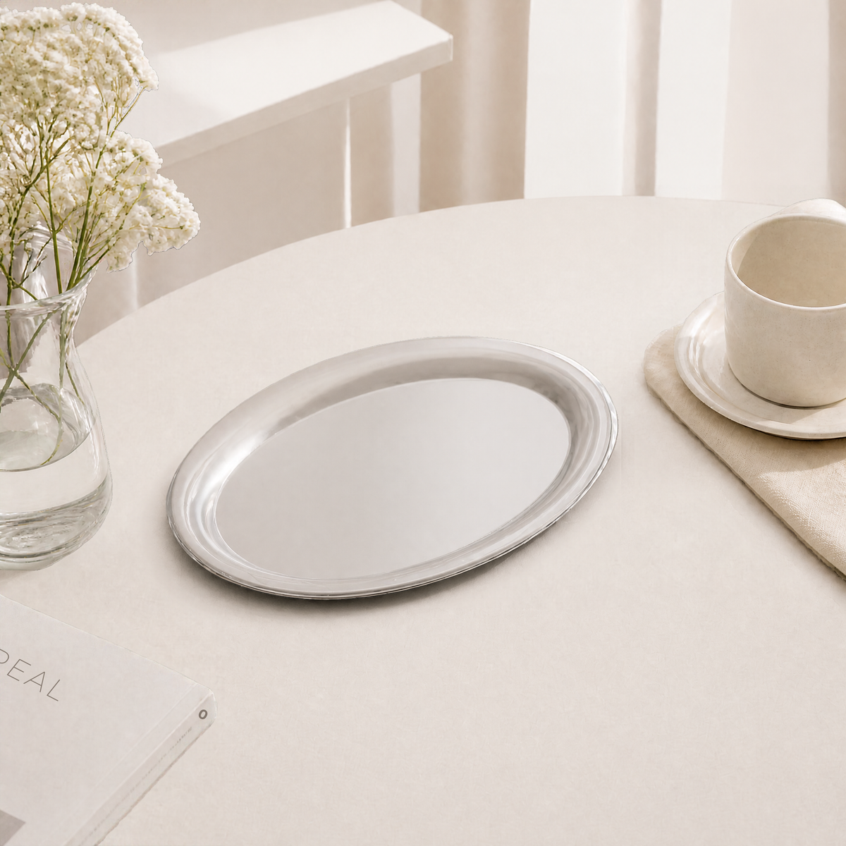 Daily Brunch Stainless Oval Tray, Medium