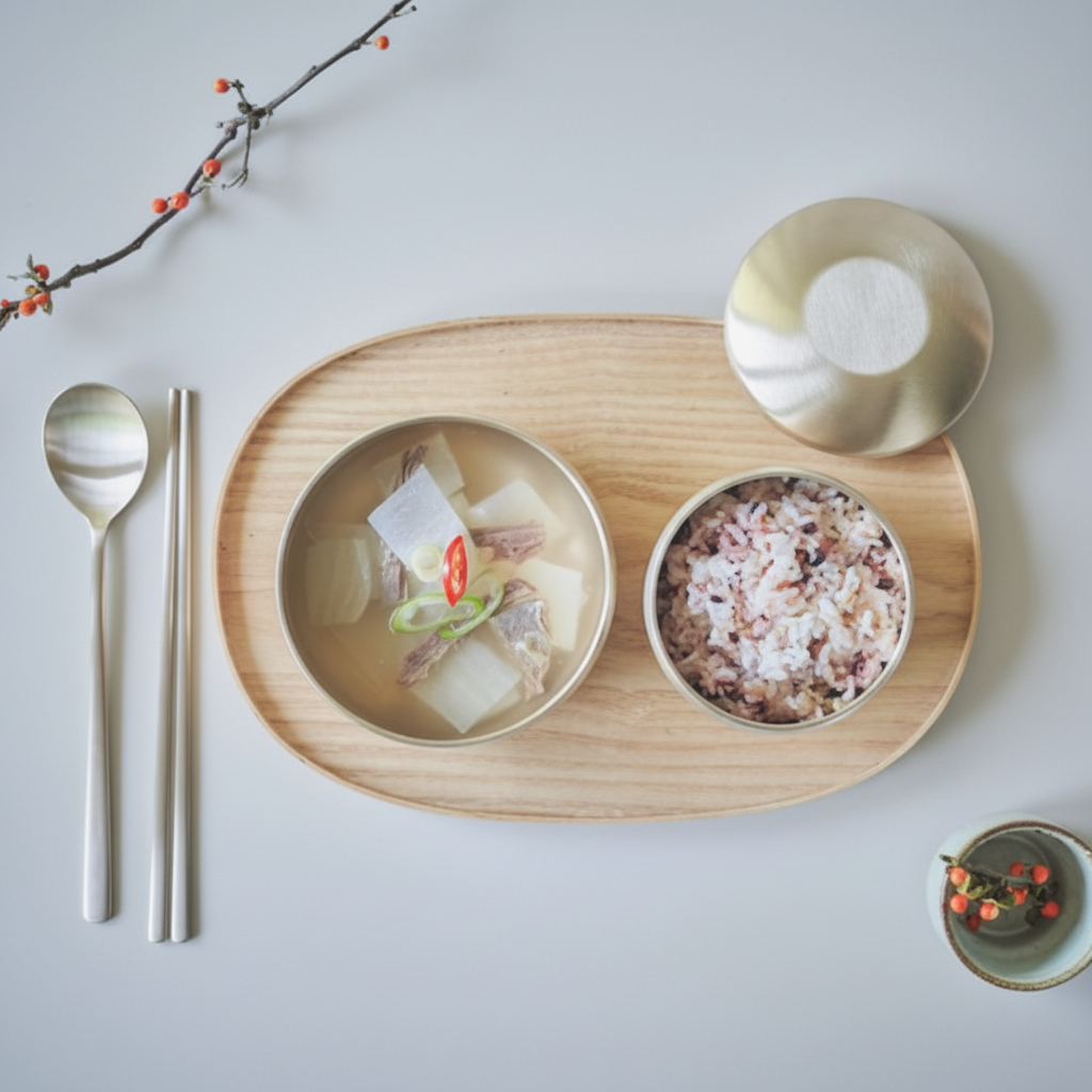 Gwangmyeong Yugi Single-Person Bangjja Brass Tableware Set