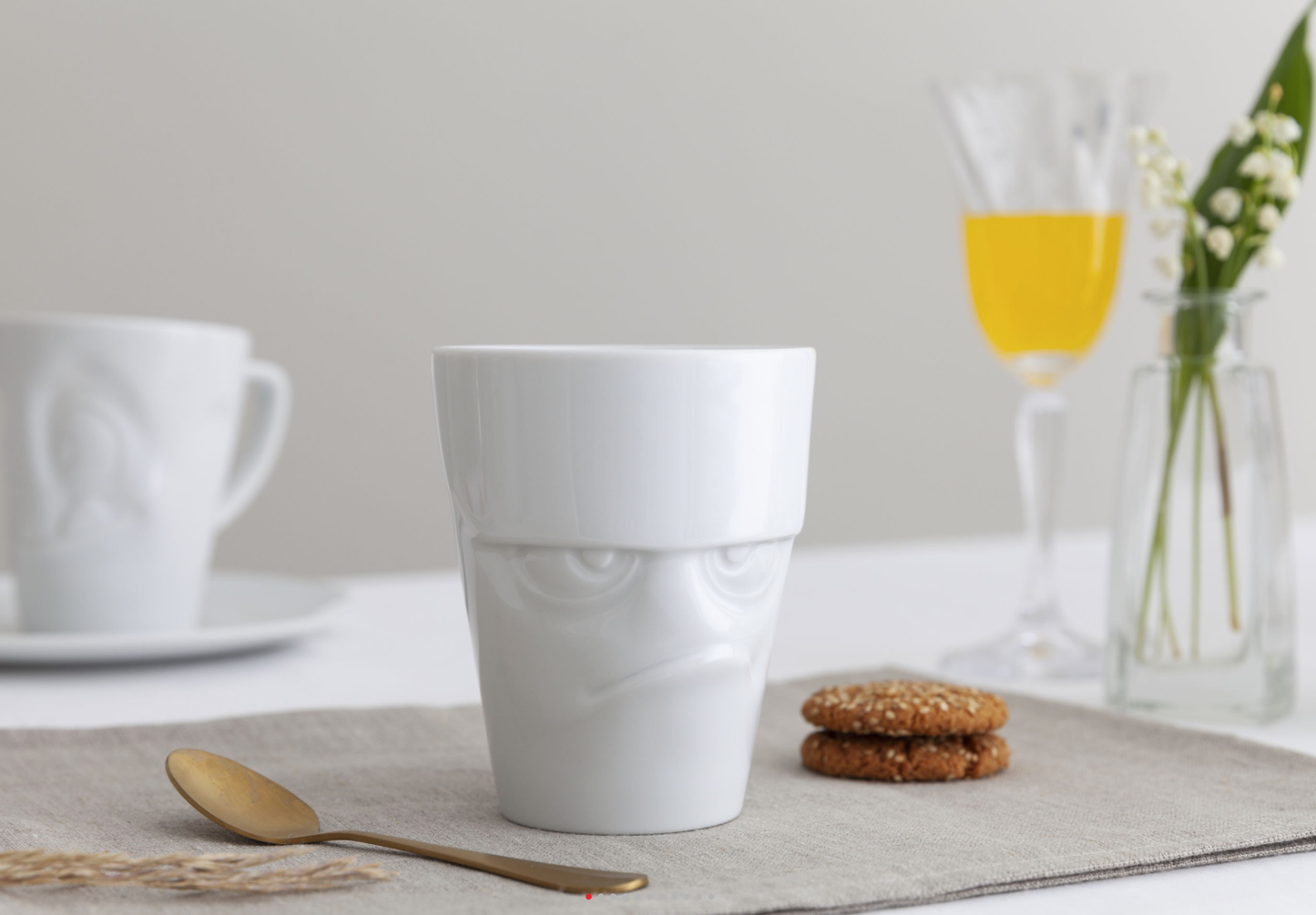 TASSEN Coffee Mug with Handle, Grumpy Face