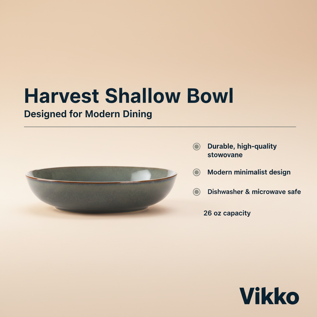 Vikko Harvest Shallow Bowl – Forest Green, 26 oz