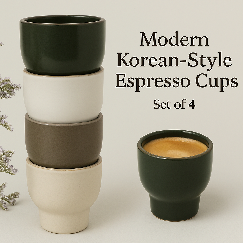 Korean Ceramic Espresso Cups – 4pc Set (70ml)