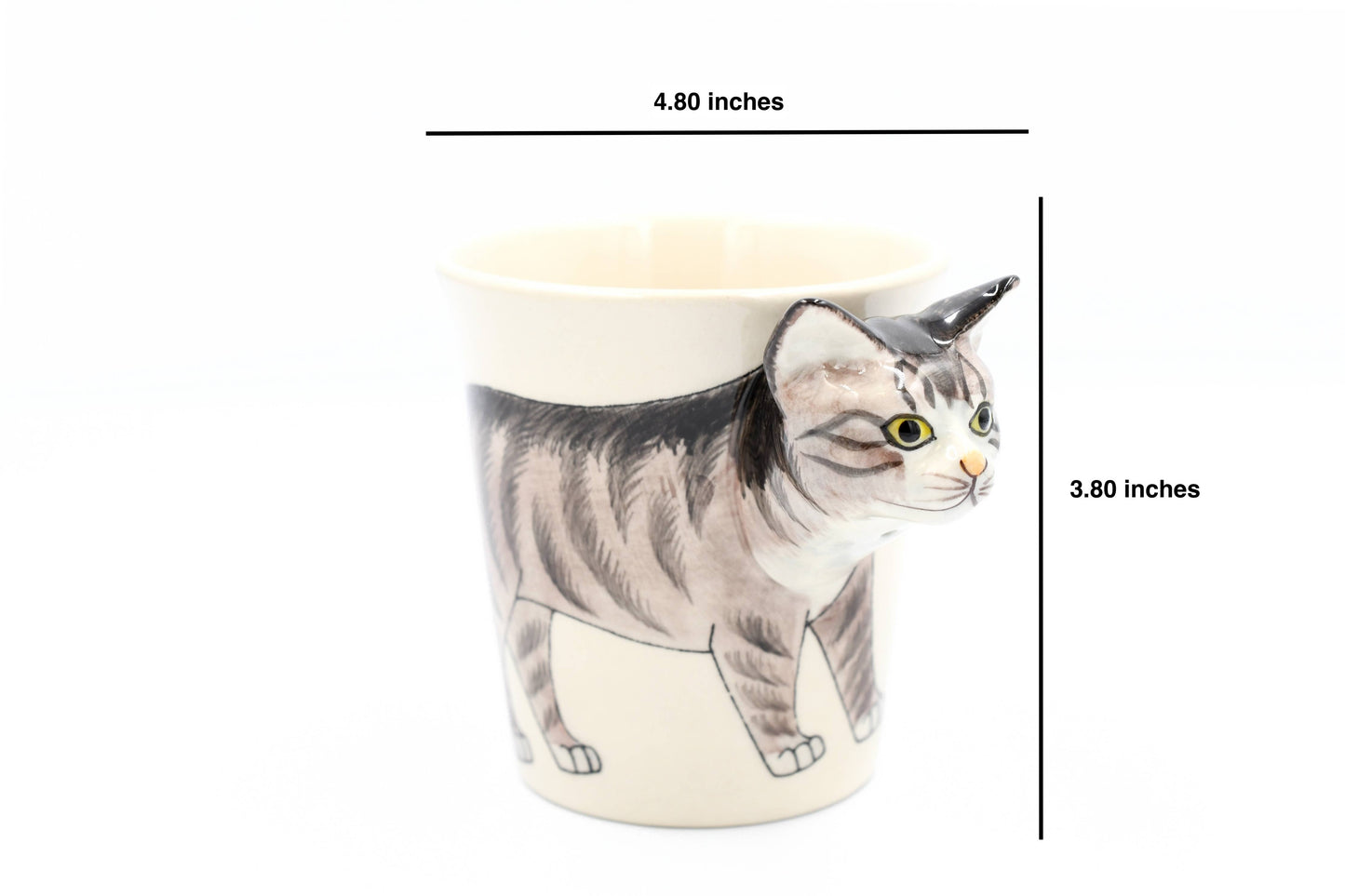 Tabby Cat Mug 10 oz Hand-Painted Ceramic Mug (MUG128)