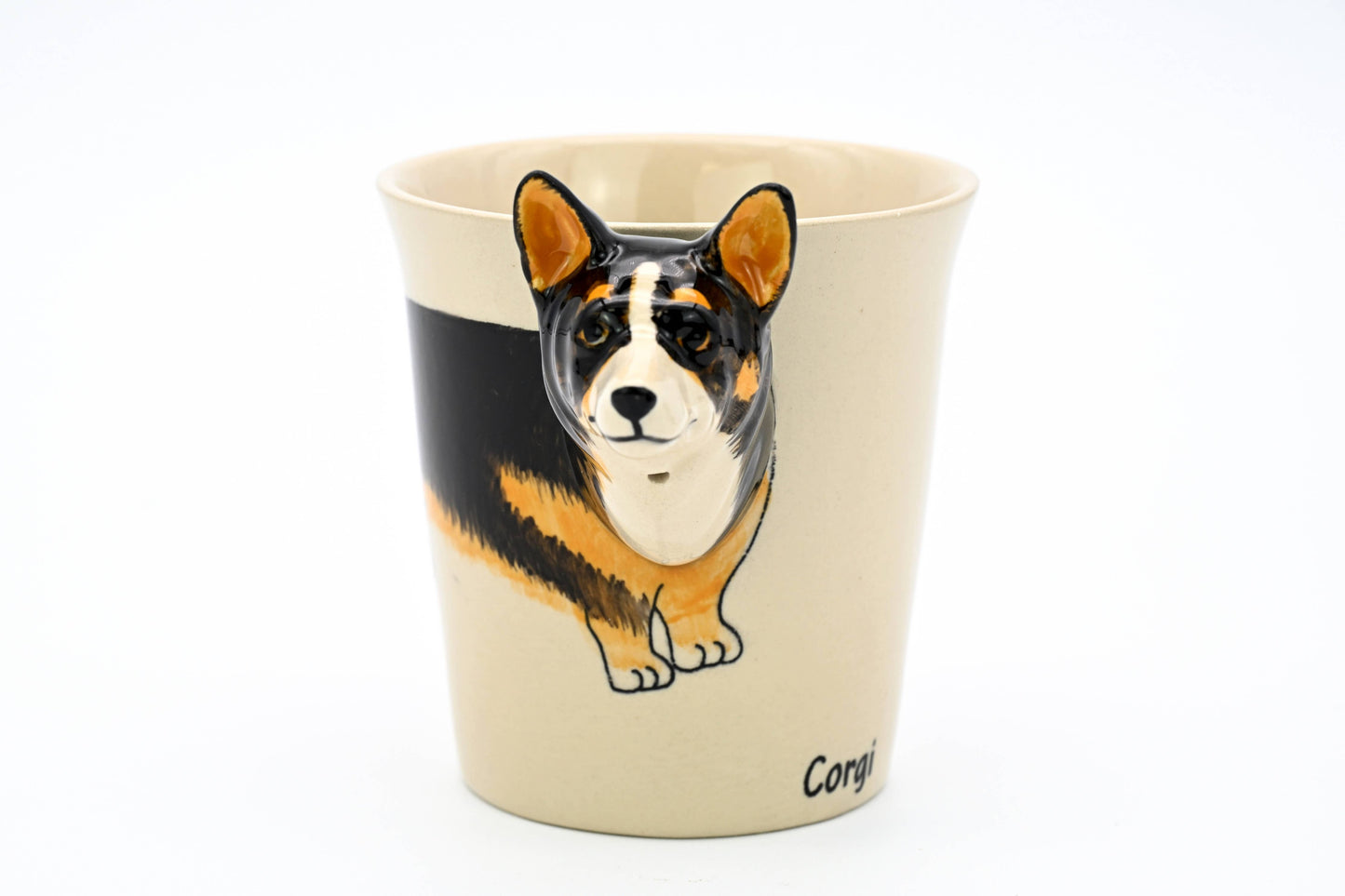 Corgi Love – Hand-Painted Black Mug