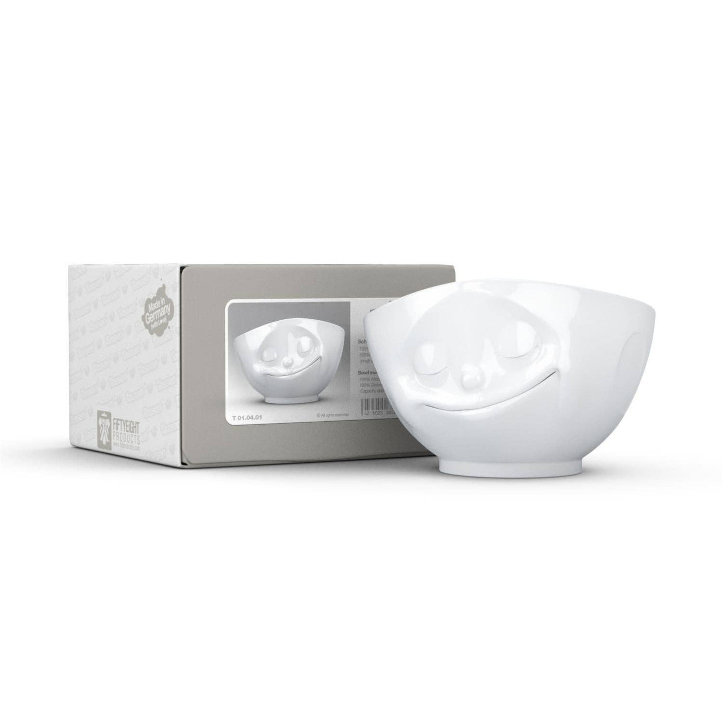 TASSEN 16 Oz. Bowl, Happy Face, White