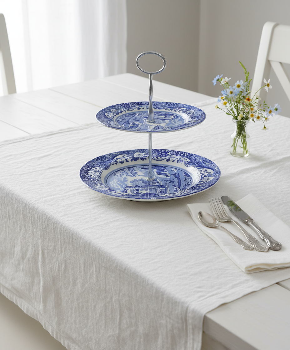 Spode Blue Italian 2 tier cake stand (England)