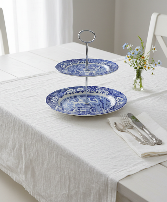 Spode Blue Italian 2 tier cake stand (England)