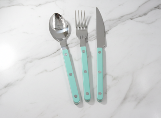 Sabre Bistrot Flatware  Aqua Blue – 3‑Piece Set
