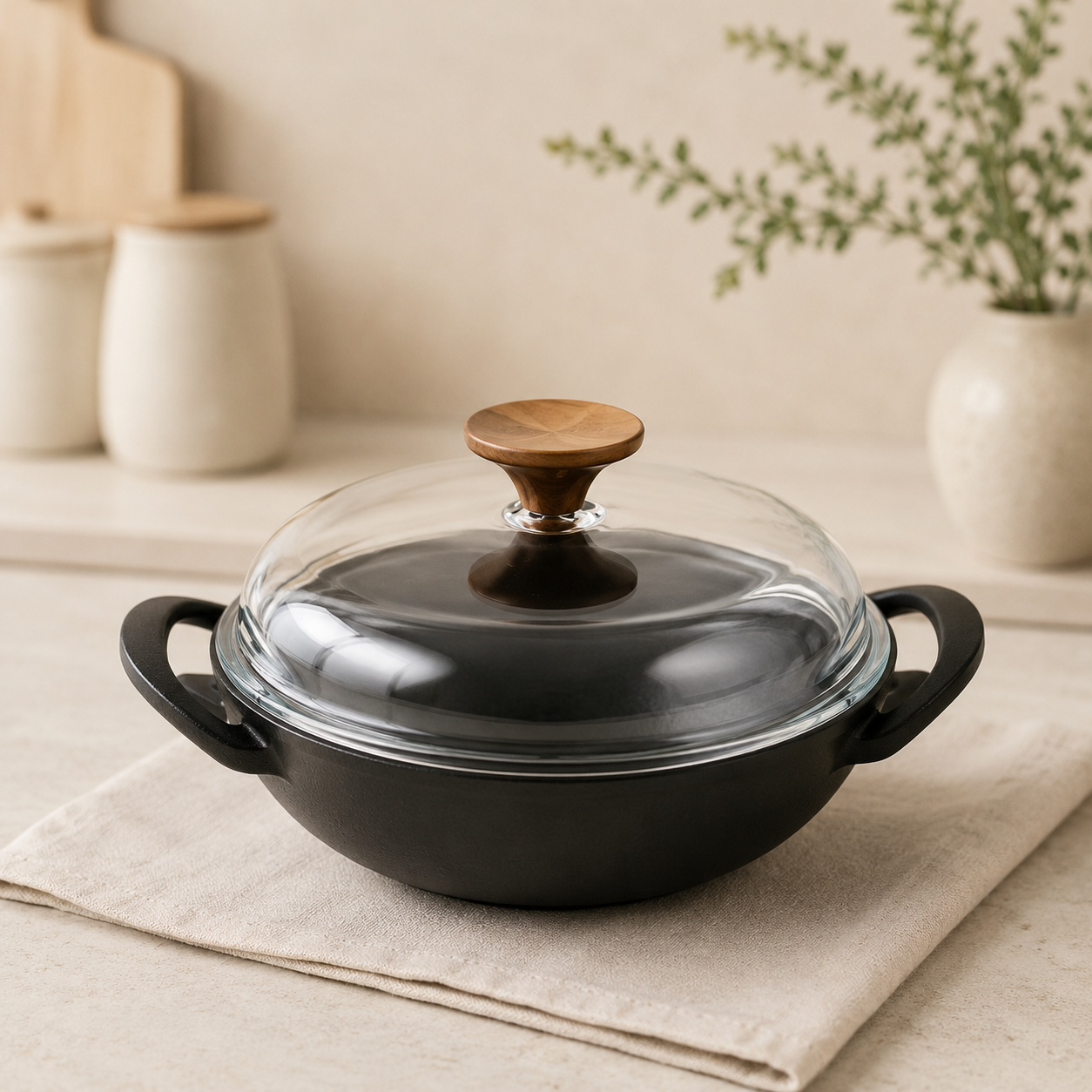 BEKA Seasoned Cast Iron Aladdin Pot with Lid (18cm)