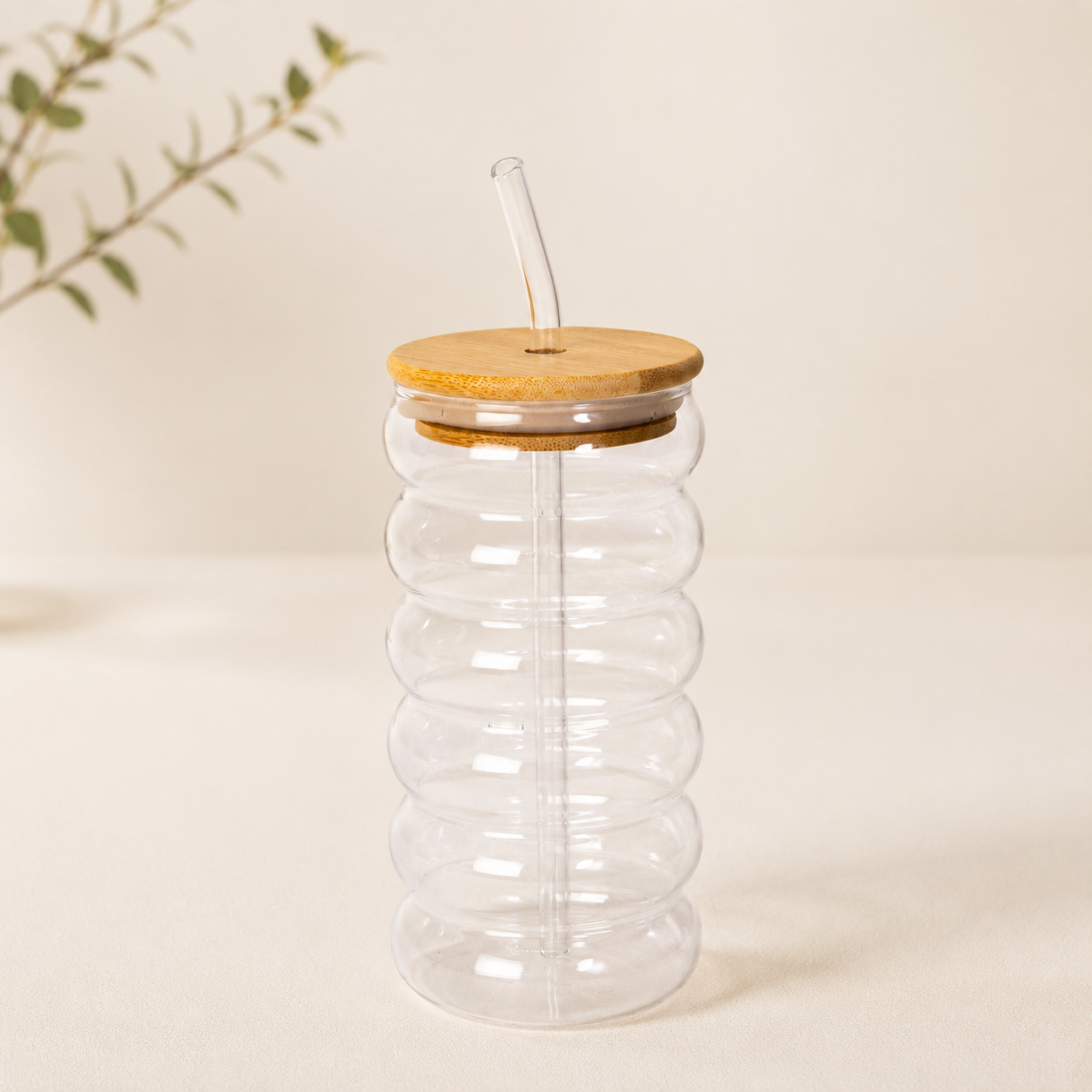 Clear Glass Tea Tumbler with Lid & Straw - 16oz