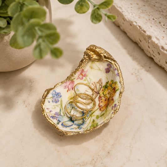 Butterfly Garden – Gold-Leaf Oyster Trinket Dish