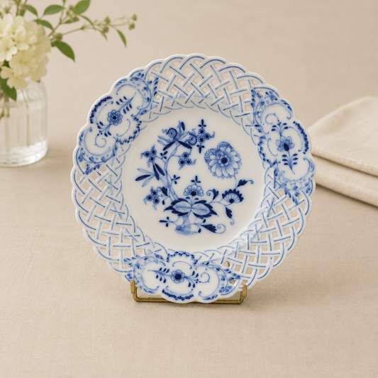 Antique Reticulated Pierced Porcelain Plate (#1357)
