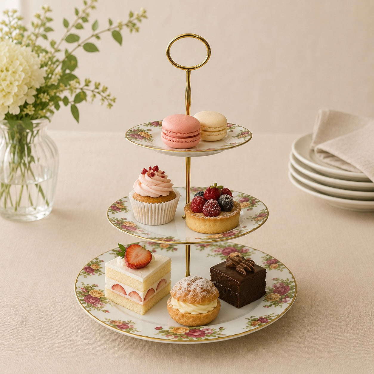 Royal Albert Old Country Roses 3 Tired Cake Stand