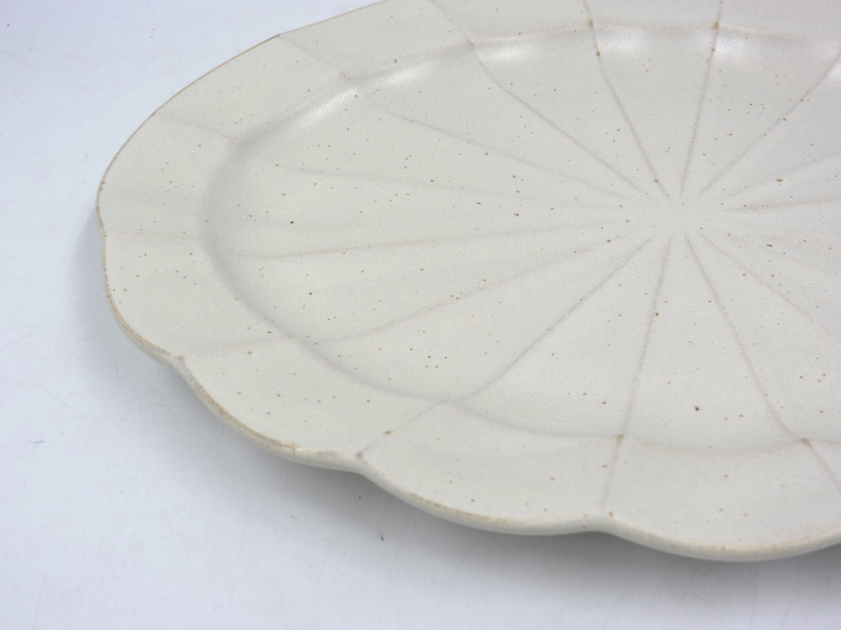 Japanese Ivory Fluted Oval Plates 9.8" (25 cm)
