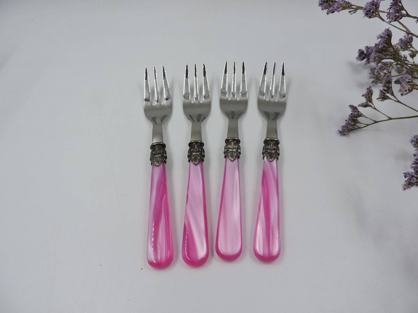 EME Napoleon Dessert Fork Set of 4, Pink