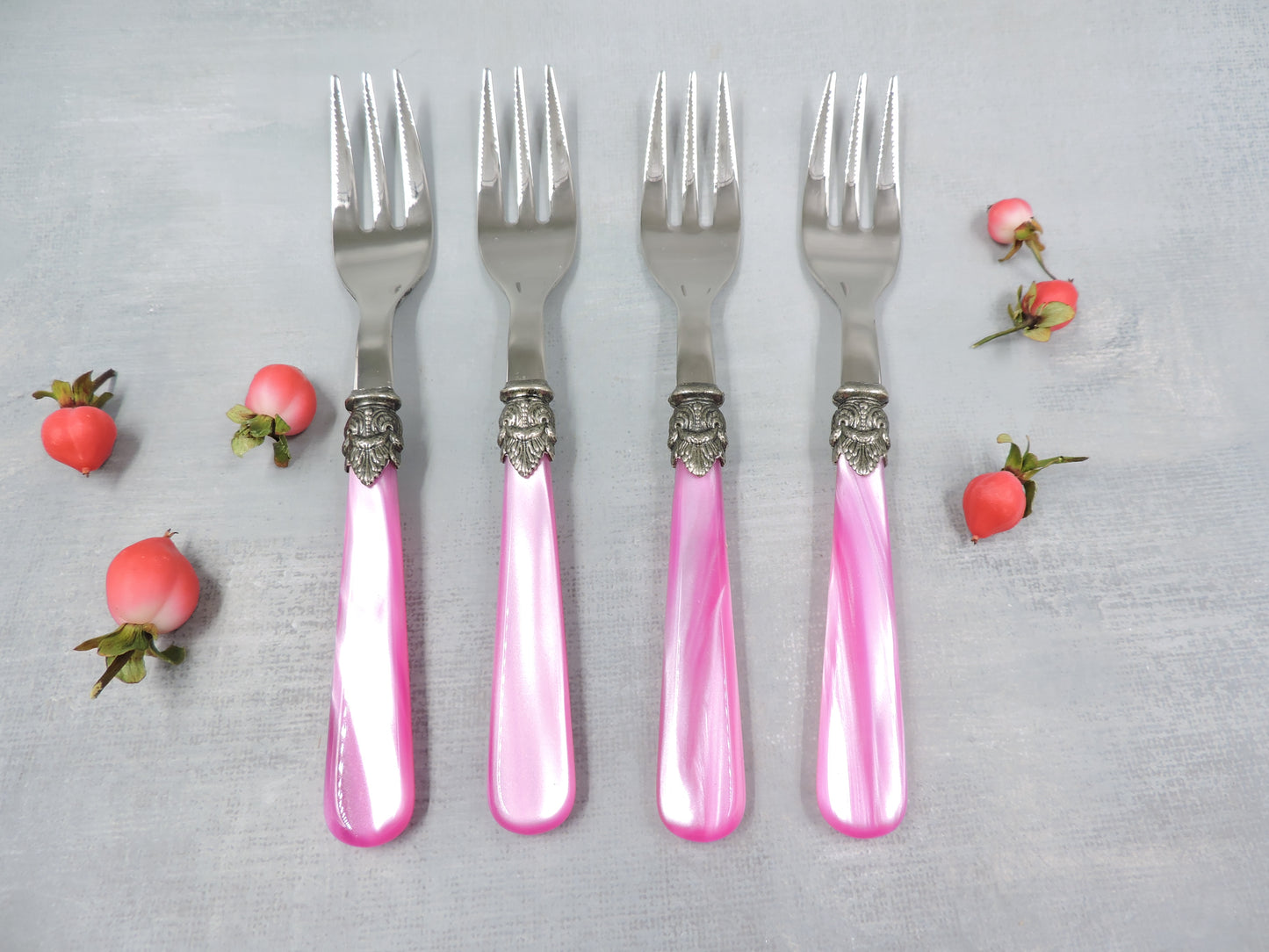 EME Napoleon Dessert Fork Set of 4, Pink