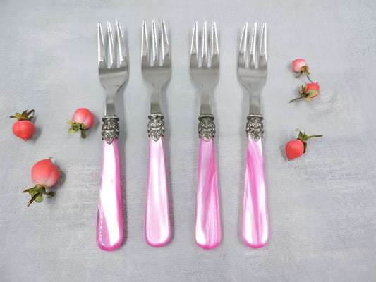 EME Napoleon Dessert Fork Set of 4, Pink