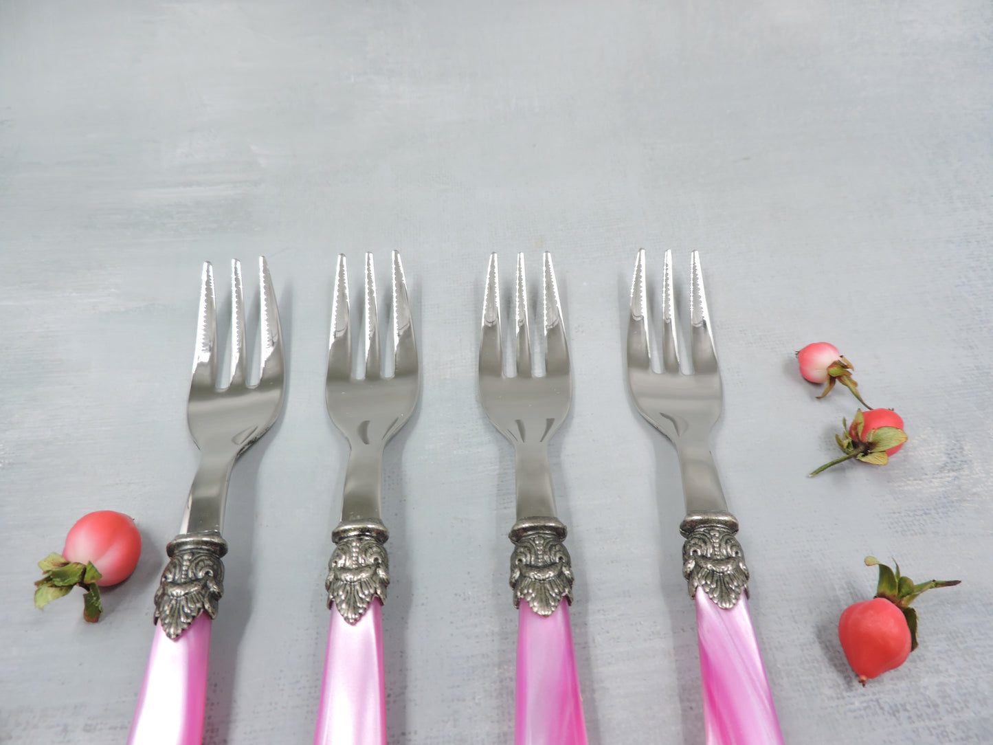 EME Napoleon Dessert Fork Set of 4, Pink