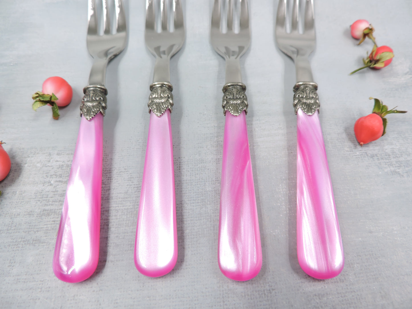 EME Napoleon Dessert Fork Set of 4, Pink