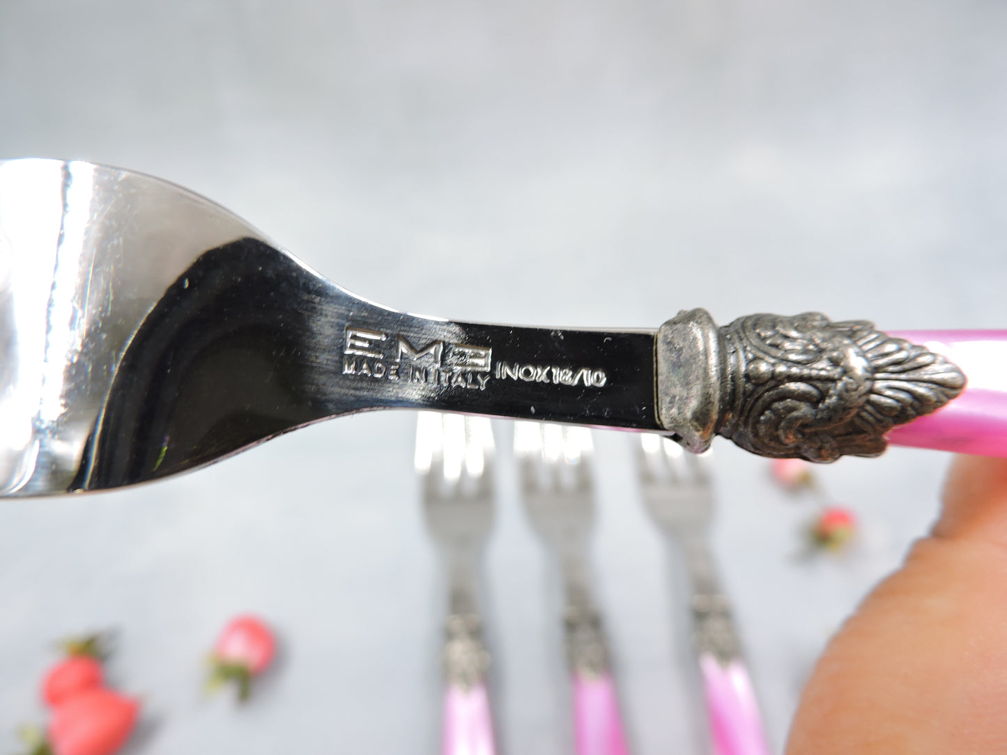 EME Napoleon Dessert Fork Set of 4, Pink