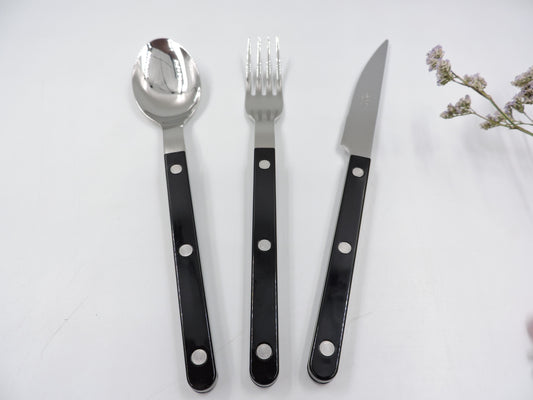 Sabre Bistrot Flatware – 3‑Piece Set , Dark Grey