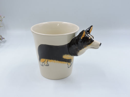 Corgi Love – Hand-Painted Black Mug