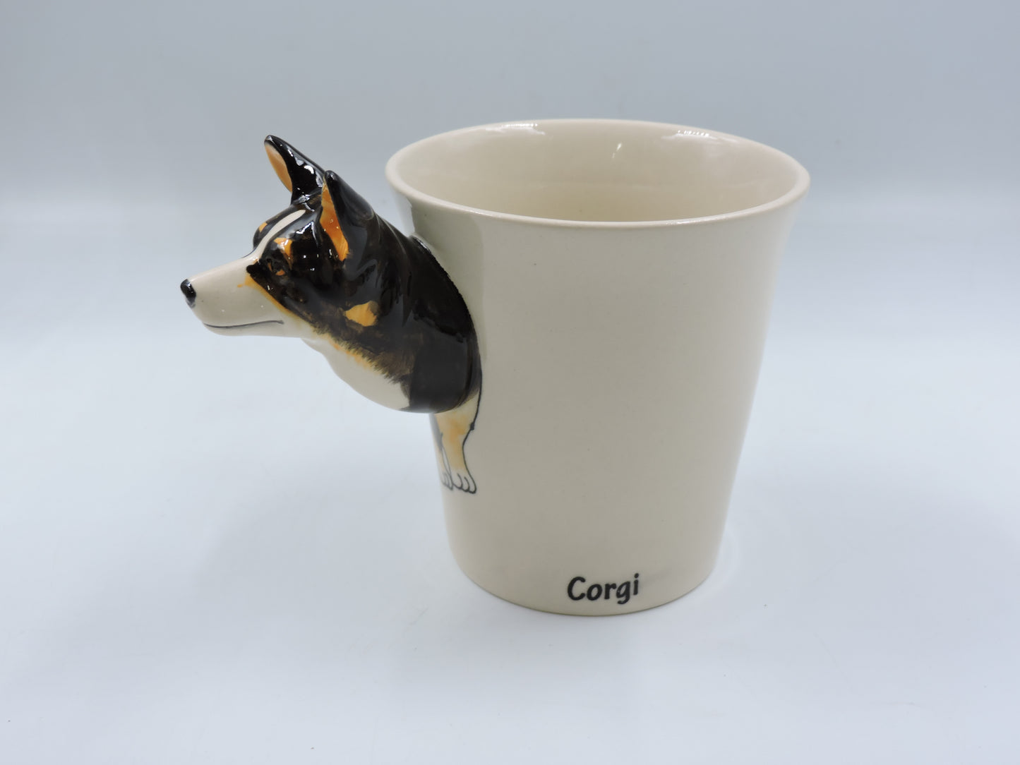 Corgi Love – Hand-Painted Black Mug