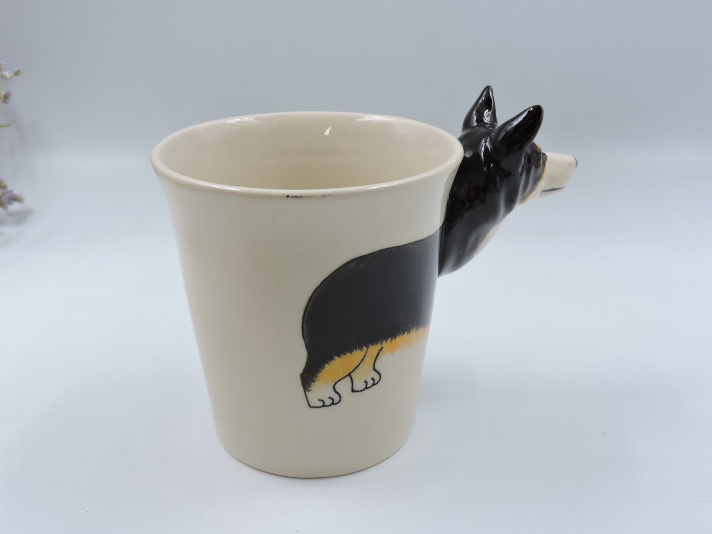 Corgi Love – Hand-Painted Black Mug