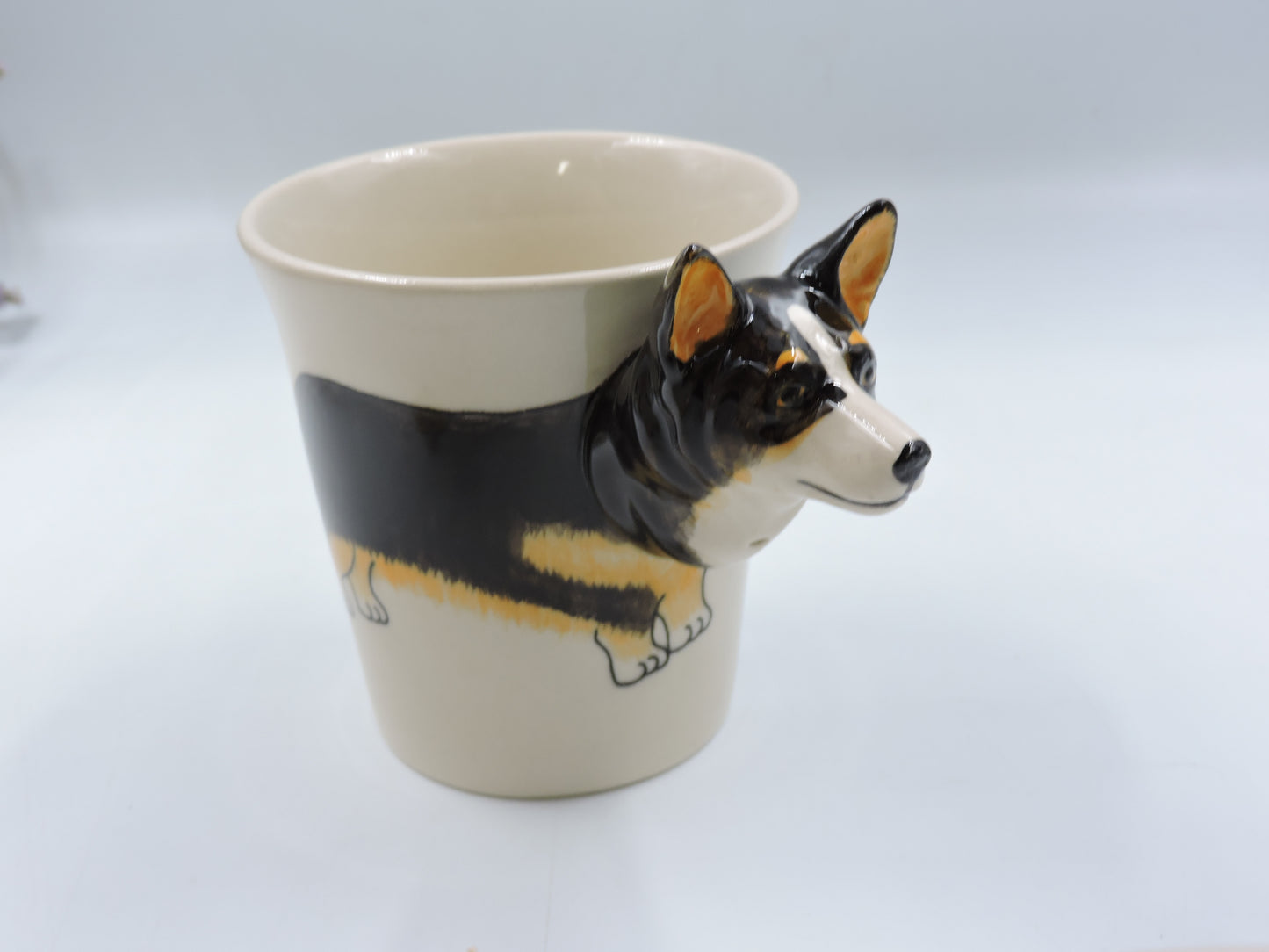 Corgi Love – Hand-Painted Black Mug