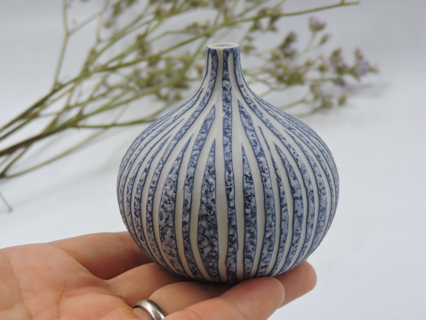 Coral – Blue Congo Tiny  Ceramic Bud Vase