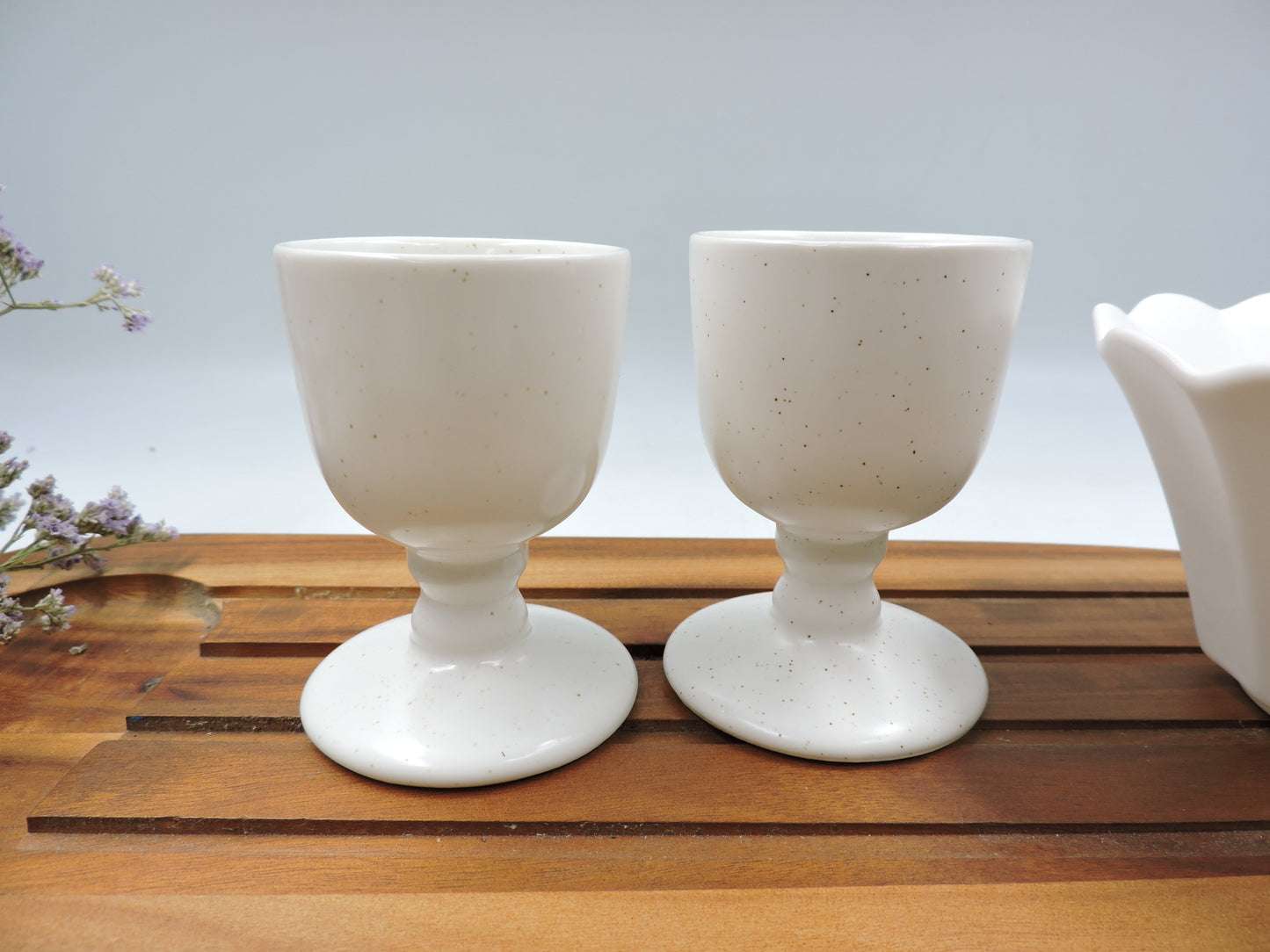 Calm Morning – White Ceramic Egg Cups (Set of 2)