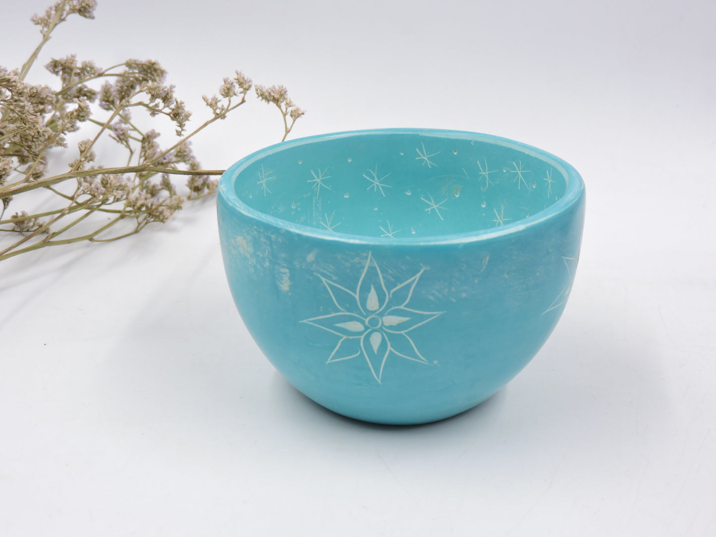 Etched Pattern Stone Bowl - Handmade Fair Trade Catchall